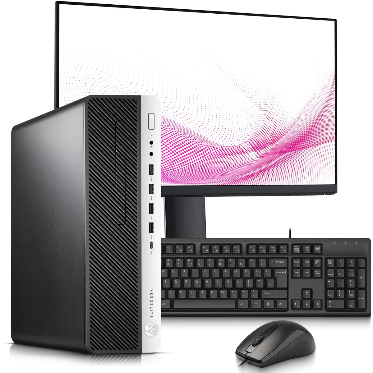 HP HP EliteDesk 800 G5 SFF i5-9500 8GB DDR4 512GB 24" monitor Wi-Fi Win 11 Pro — product photo