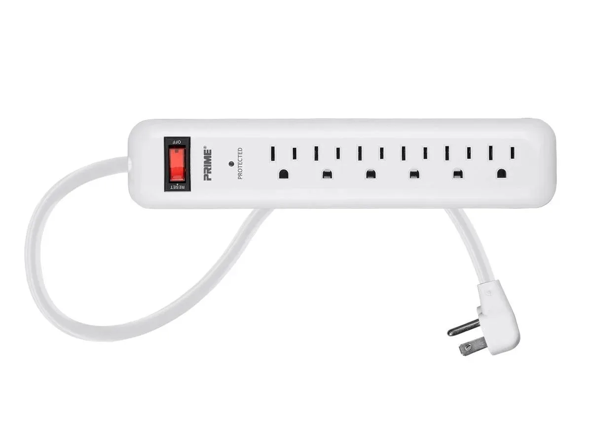 Prime Wire & Cable, Inc. Prime Wire & Cable, Inc. 127854 Surge Protector 6 Outlet 1000 Joules 8ft Cord White — product photo