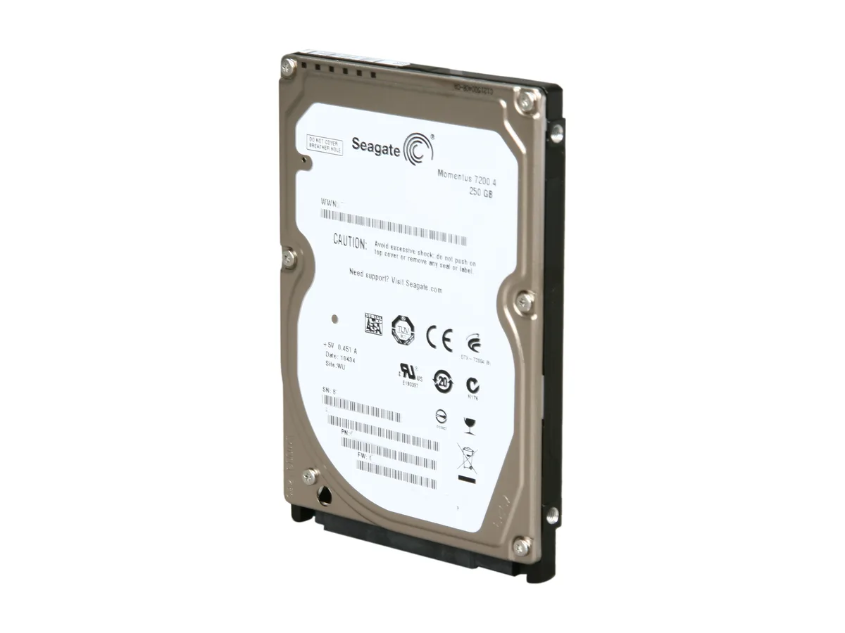 Seagate Seagate Momentus 7200.4 ST9250410ASG 250GB 7200 RPM 16MB SATA 3.0Gb/s 2.5" laptop hard drive — product photo