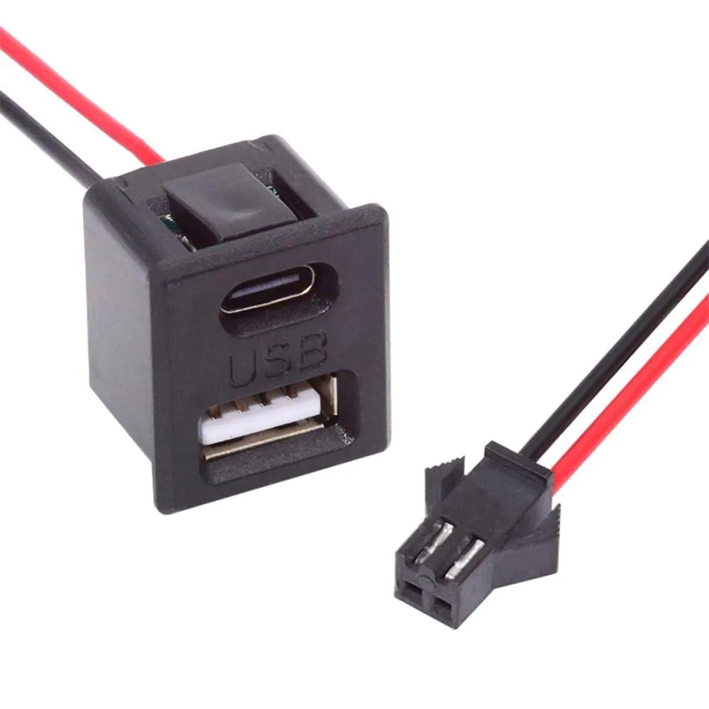 Fervit Fervit USB 2.0 Type-C &amp; Type-A Female to 2-Pin Header Cable 75mm 2.54mm Pitch Latch Mount — product photo