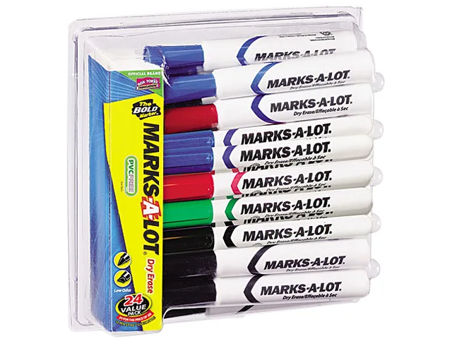 Marks-A-Lot Marks-A-Lot 29870 Dry Erase Marker Chisel/Bullet Tip Assorted 24 pen — product photo