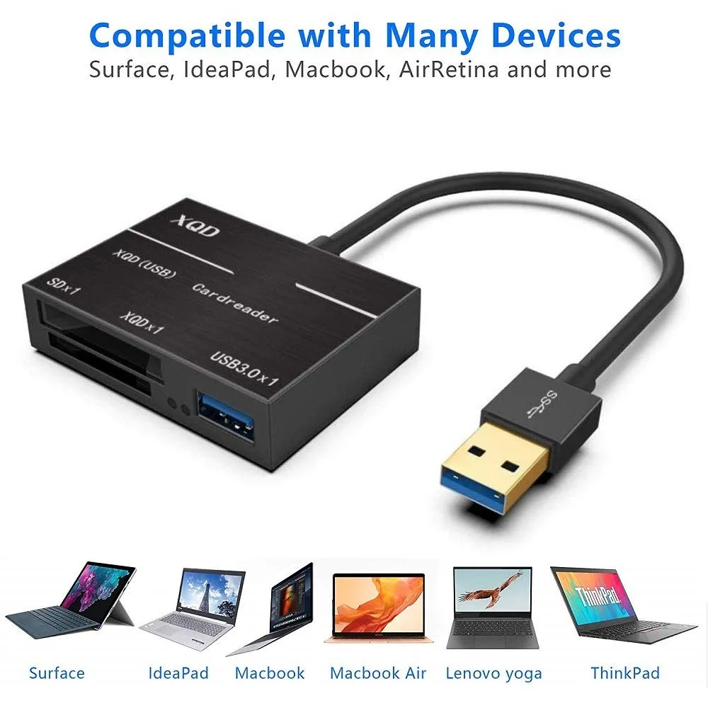 ESTONE ESTONE 3-in-1 XQD SD USB 3.0 Card Reader Black — product photo