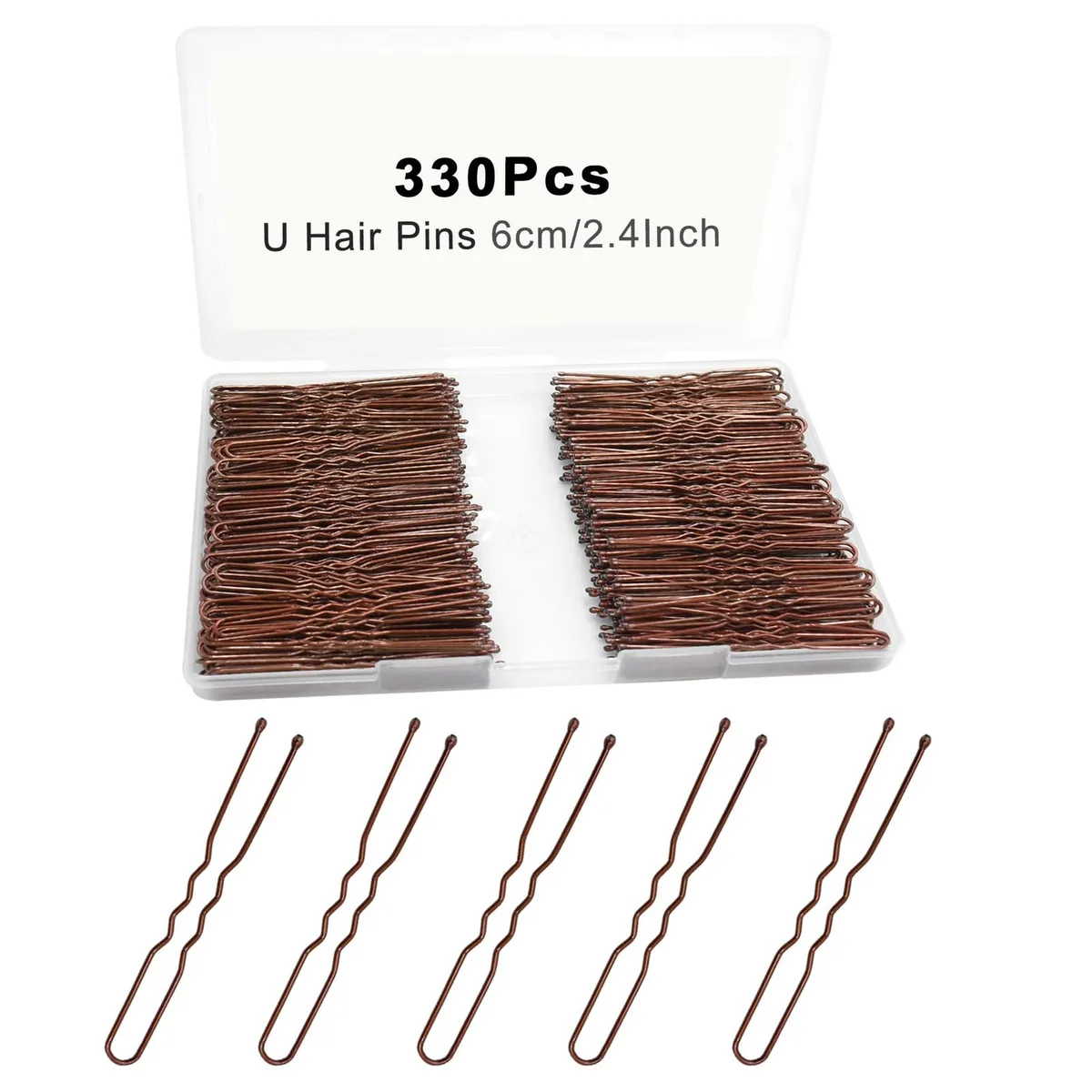  U-shaped hair pins brown 330 count 2.4inch — product photo