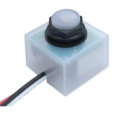 Small square translucent polycarbonate photocontrol unit with lock nut and gasket