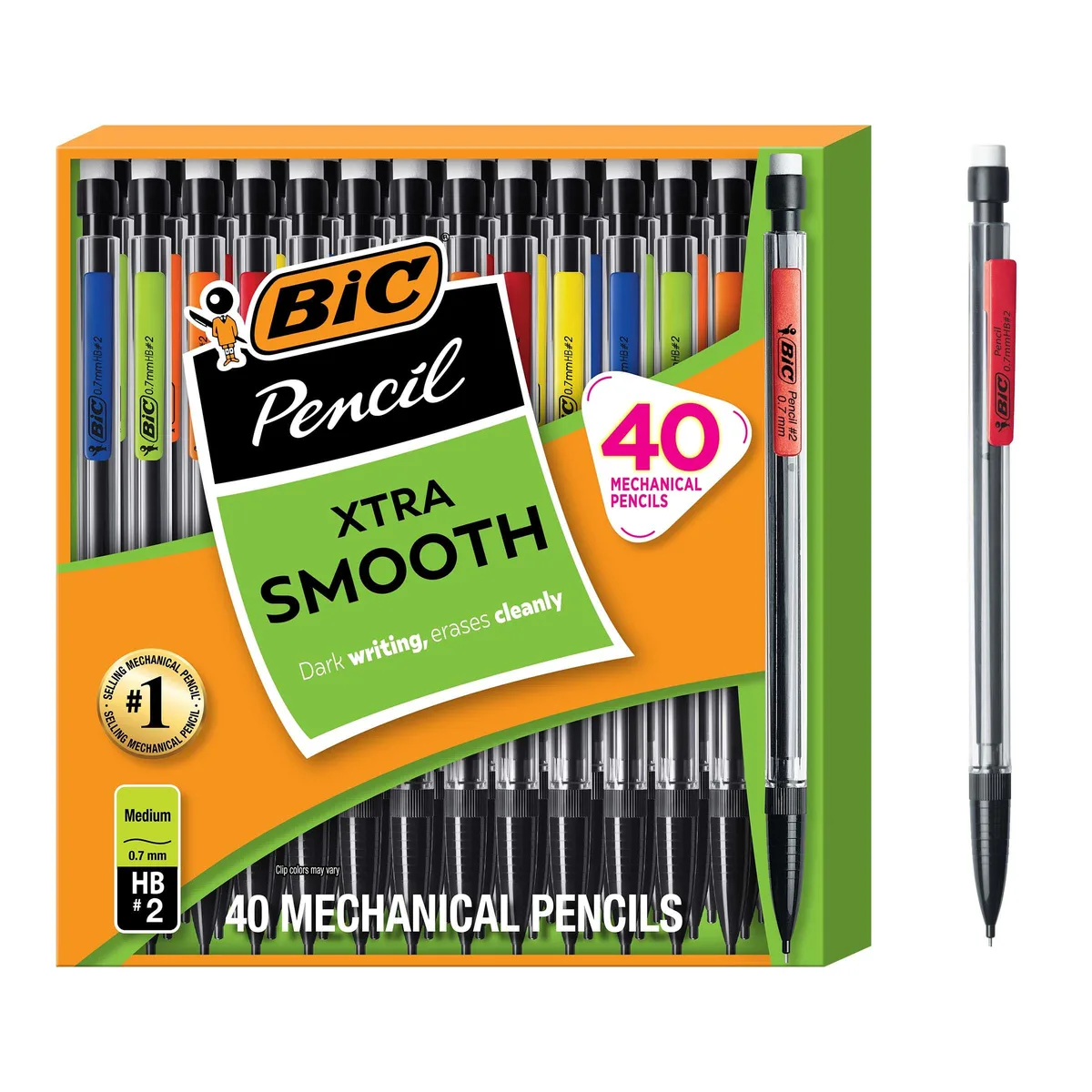 Box of 40 black plastic mechanical pencils, 0.7 mm point