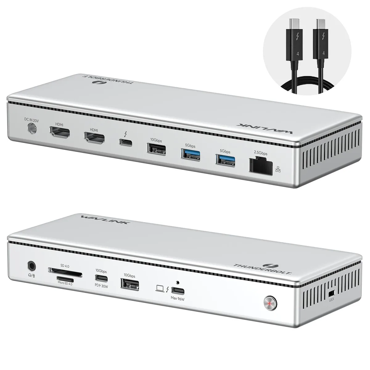 Wavlink Wavlink V1C43EA Thunderbolt 4 docking station 13-in-1 8K 40Gbps 96W — product photo