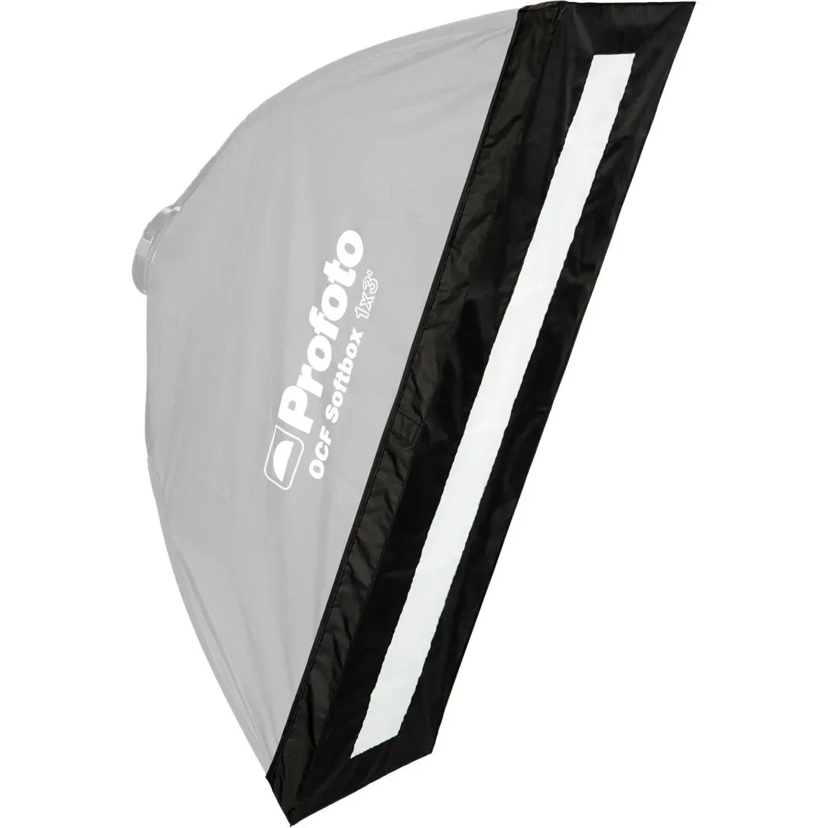 Black fabric strip mask with hook-and-loop edges for Profoto OCF 1x3' softbox