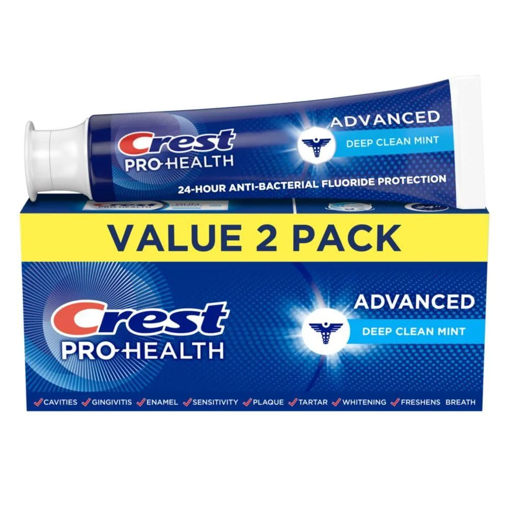 Two 5.1 oz tubes of white mint toothpaste in a rectangular box