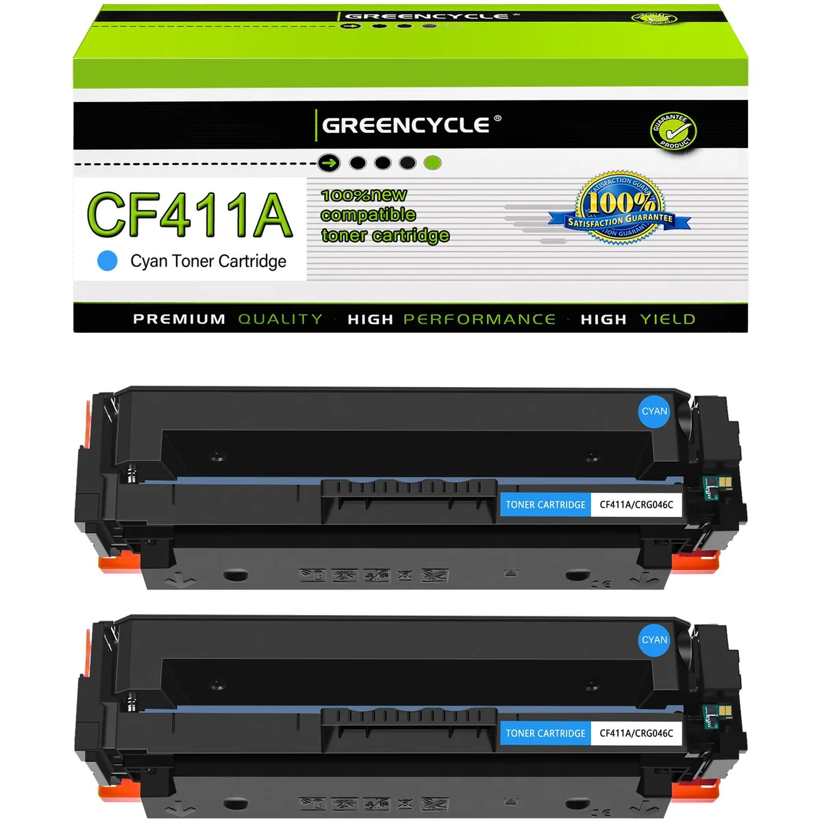 GREENCYCLE GREENCYCLE 2 Pack CF411A Cyan Toner Cartridge 2300 pages — product photo