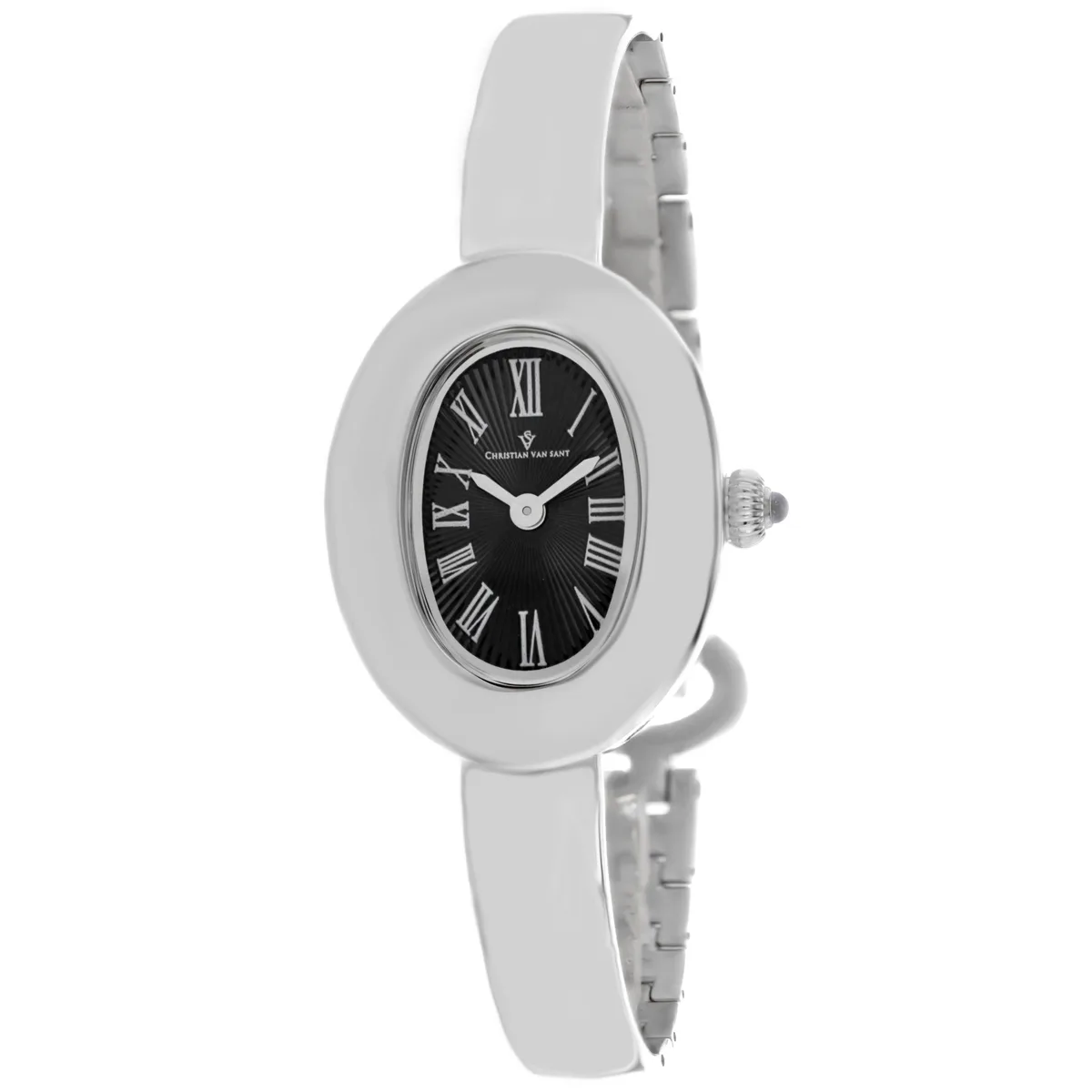 Stainless steel watch with black dial and matching bracelet