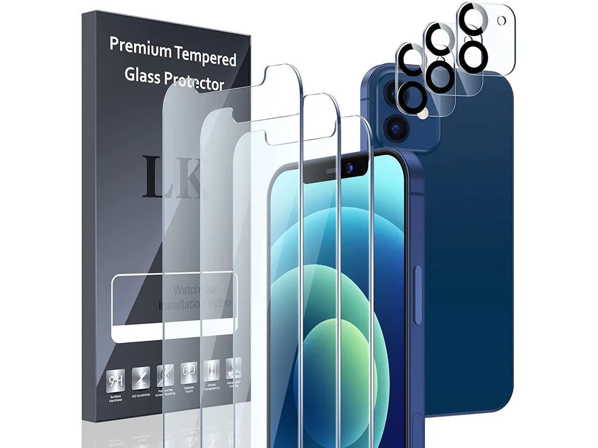 BONAEVER BONAEVER iPhone 12 6.1in 3-pack tempered glass screen &amp; lens protectors — product photo
