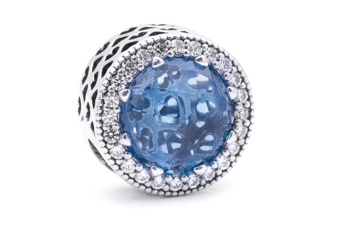 PANDORA PANDORA 791725NBS Radiant Hearts Charm Sky-Blue Crystal Clear CZ jewelry accessory — product photo