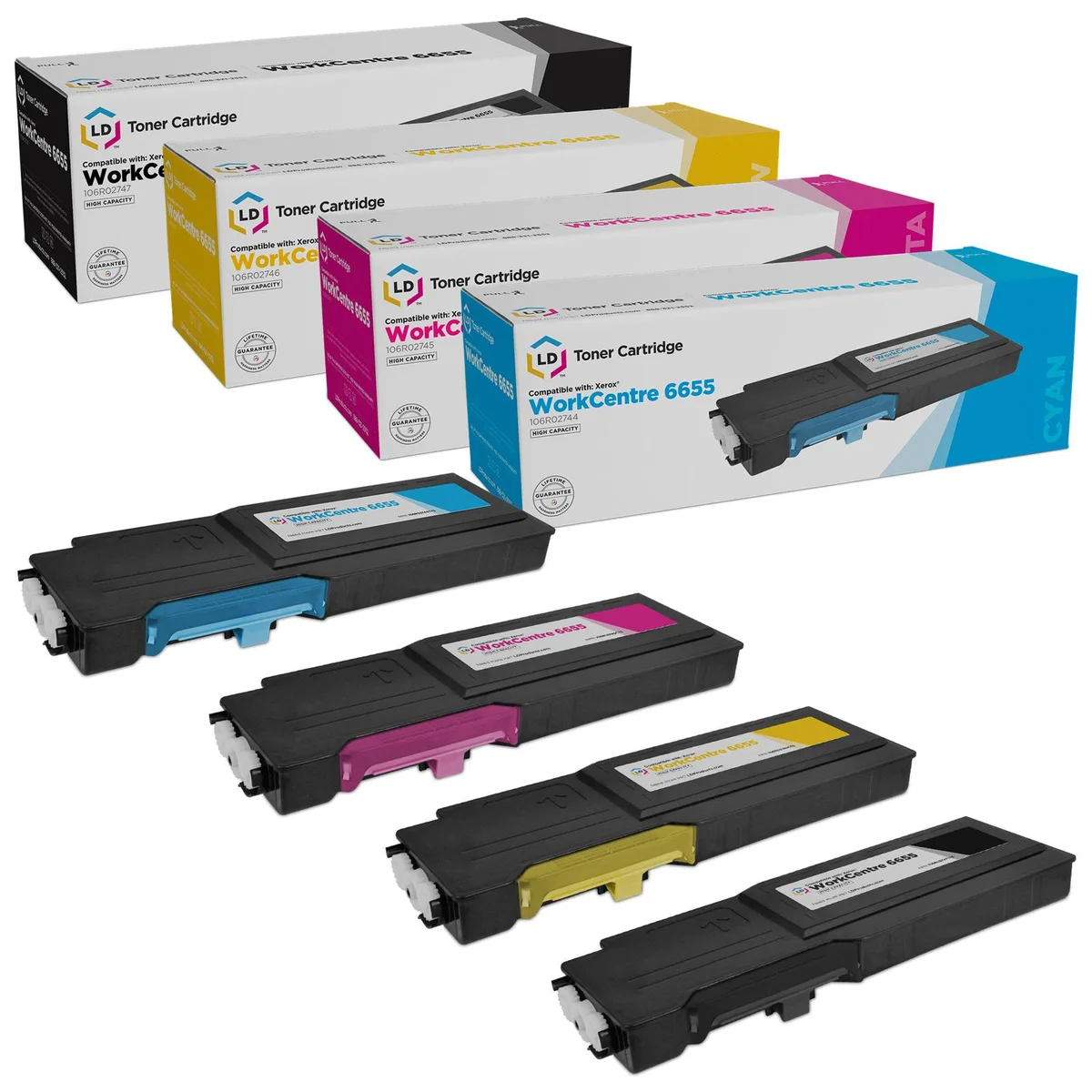 LD Products LD Products Xerox 6655 Compatible Toner Cartridge 4-Pack (Black, Cyan, Magenta, Yellow, High Yield) — product photo