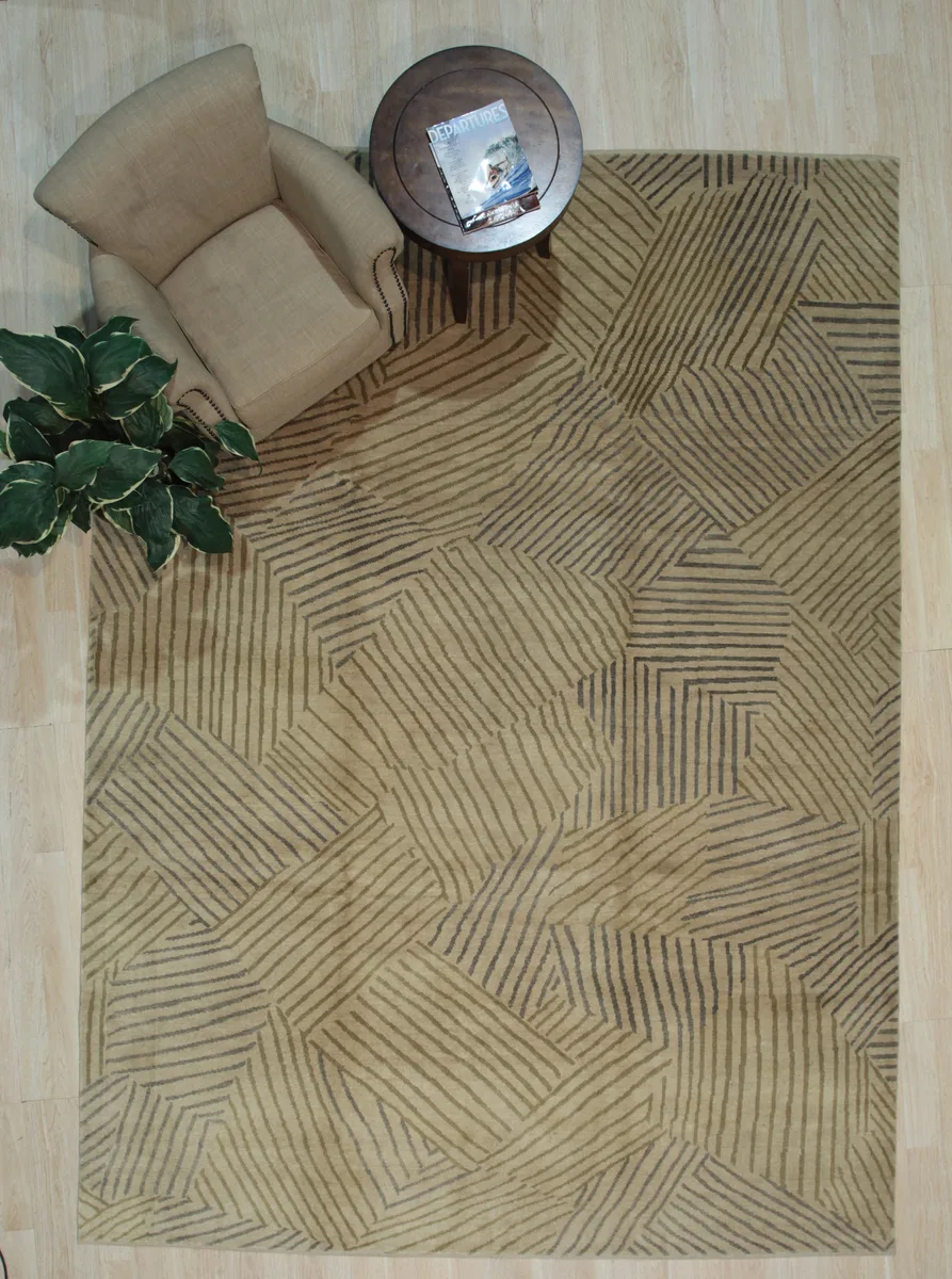 EORC EORC Handmade Wool Ningxia Area Rug, 9 x 12', Gold — product photo