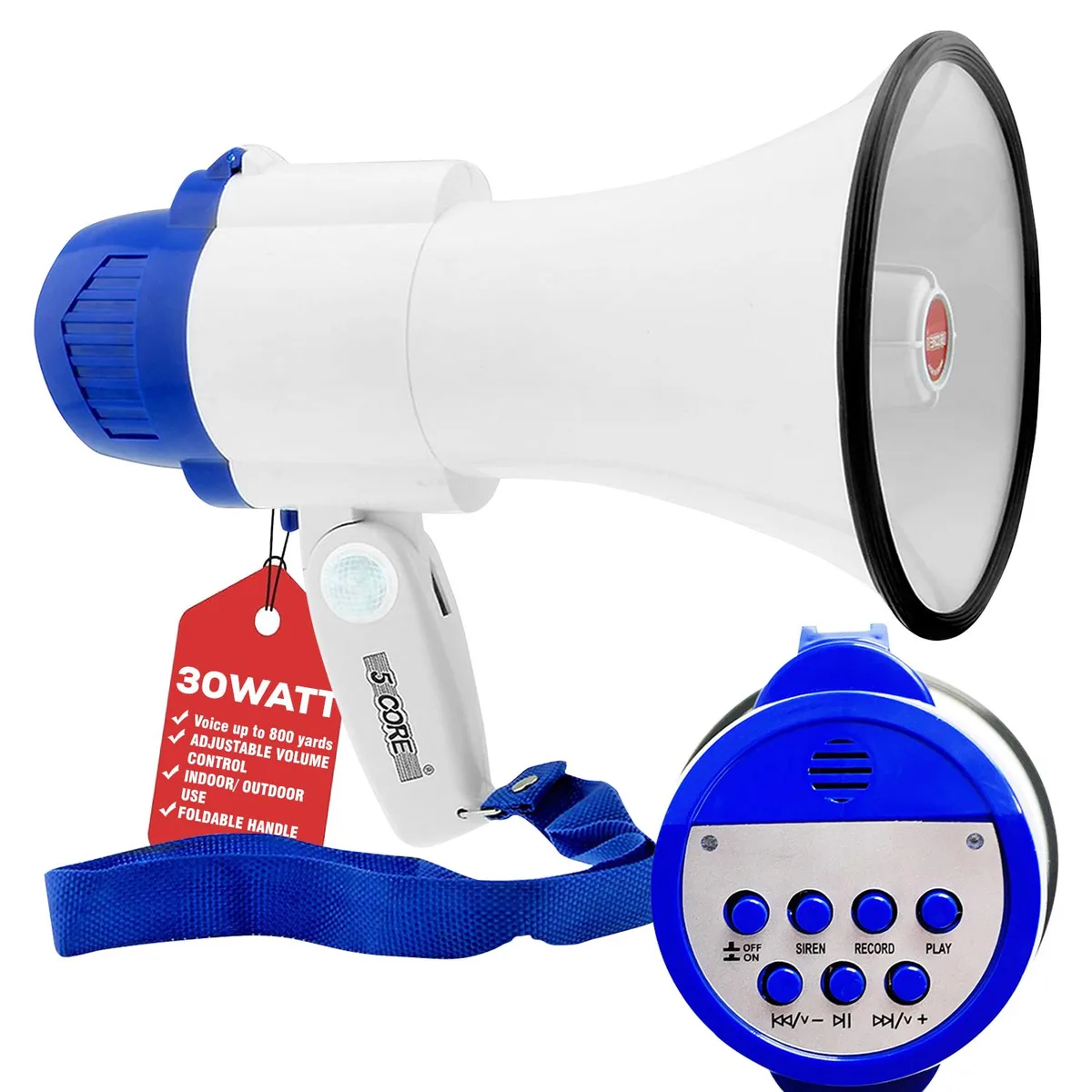 5 Core 5 Core 8R Megaphone 30W 800yd Siren Recording — product photo