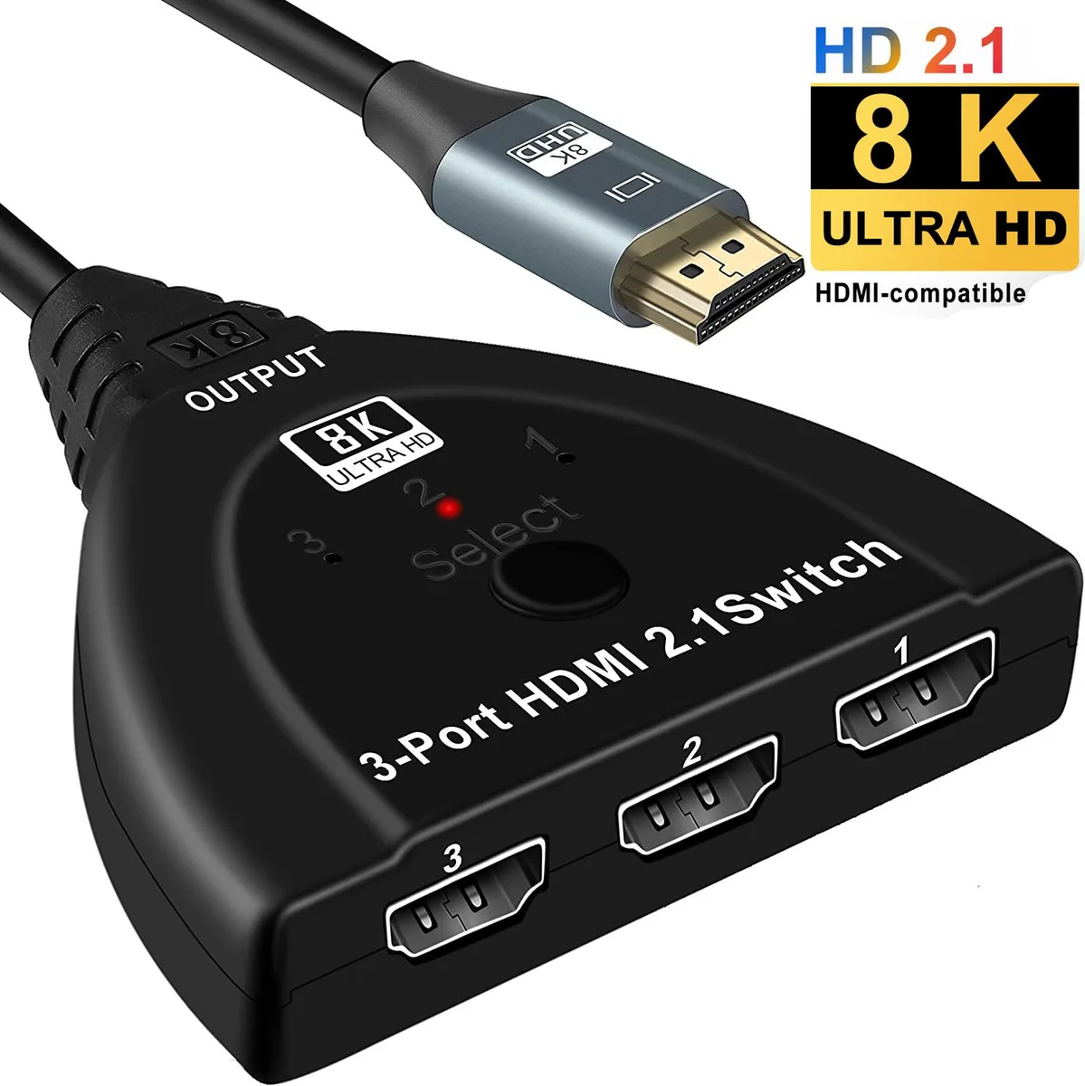 ESTONE ESTONE OZ8Q3-1 3×1 HDMI video switch 8K 60Hz UHD HDCP 2.3 48Gbps — product photo