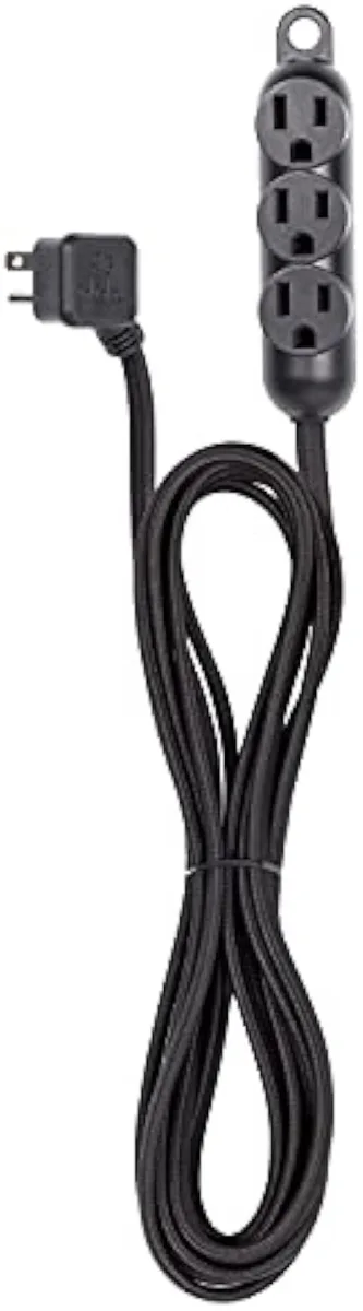 usbroway usbroway USB Cable 12ft 3 Grounded Outlets Right Angle Plug 125V Integrated Hook Black 22785 — product photo