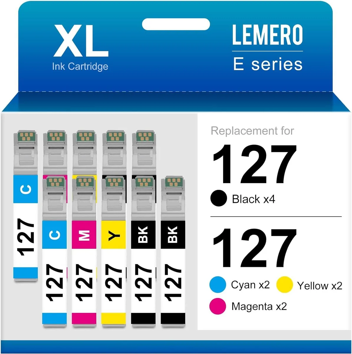 NuoTo NuoTo 127 T127 Ink Cartridge 10 Pack (4 Black 2 Cyan 2 Magenta 2 Yellow) — product photo