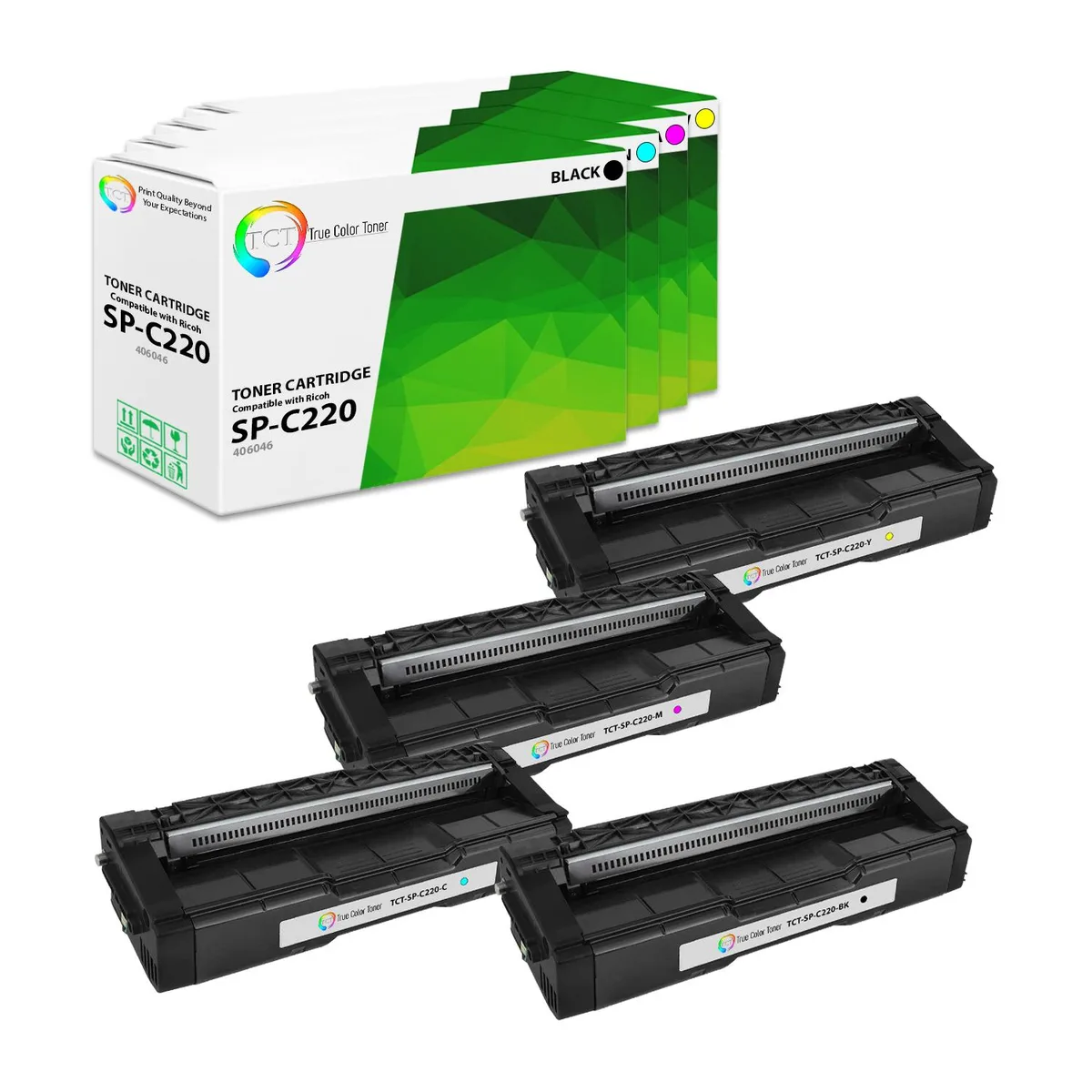 True Color Toner True Color Toner SP220 4-pack toner cartridge (4 colours, 2000 pages each) — product photo
