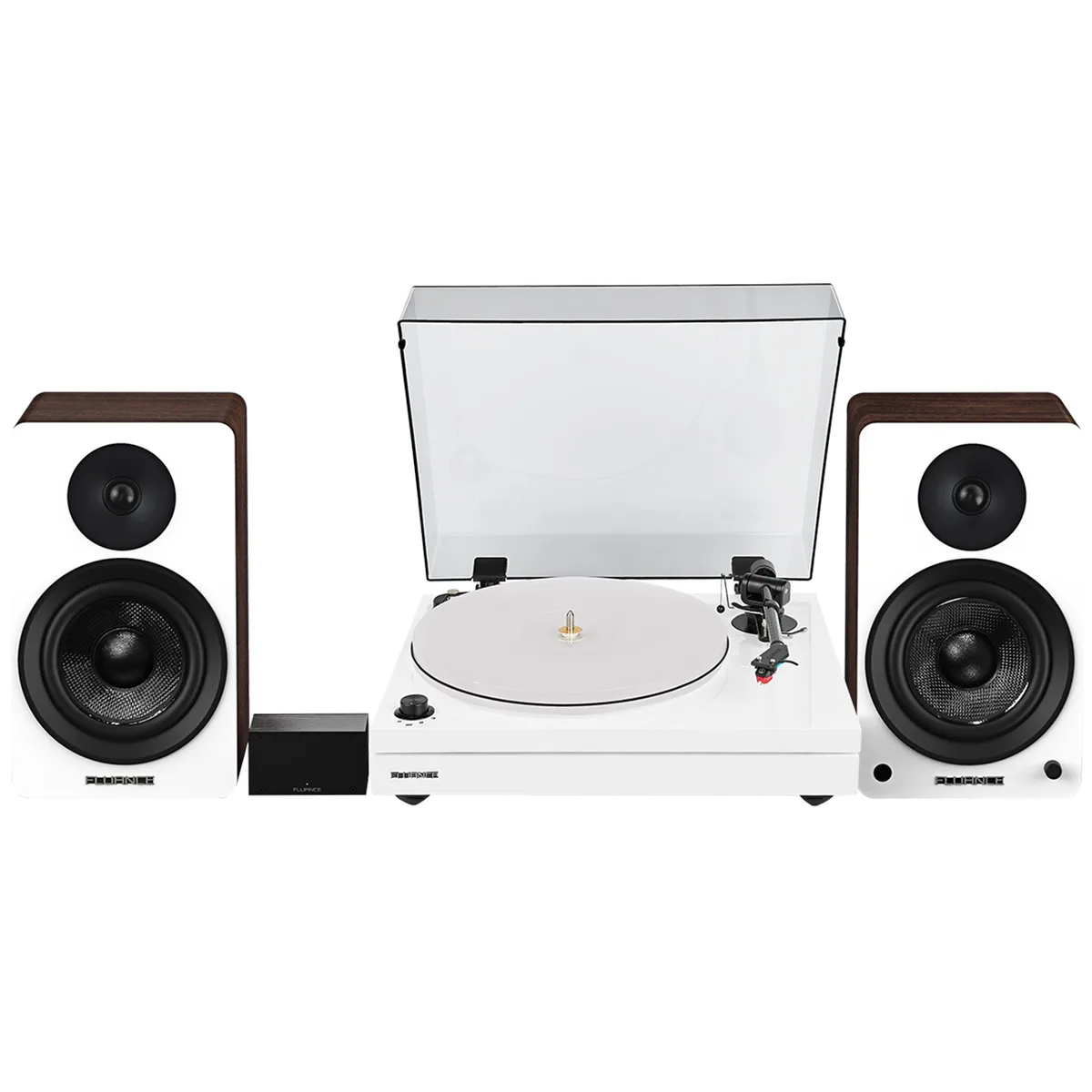 Fluance Fluance RT87 Dual-Plinth Turntable System with Ai61 Speakers & PA10 Preamp (Piano White) — product photo