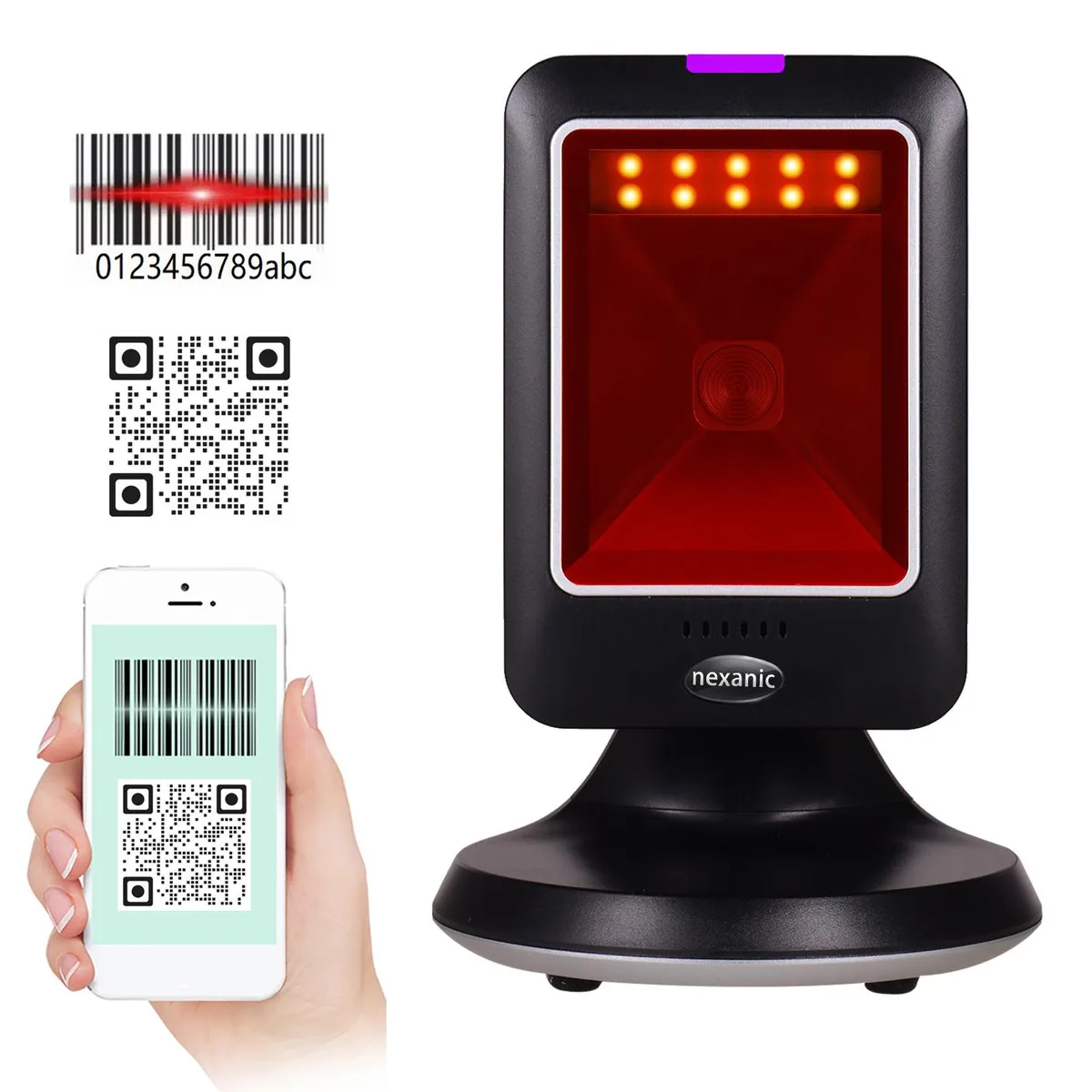 Nexanic Nexanic MP6300Y 2D 1D QR barcode scanner USB wired 30fps 640x480 CMOS — product photo