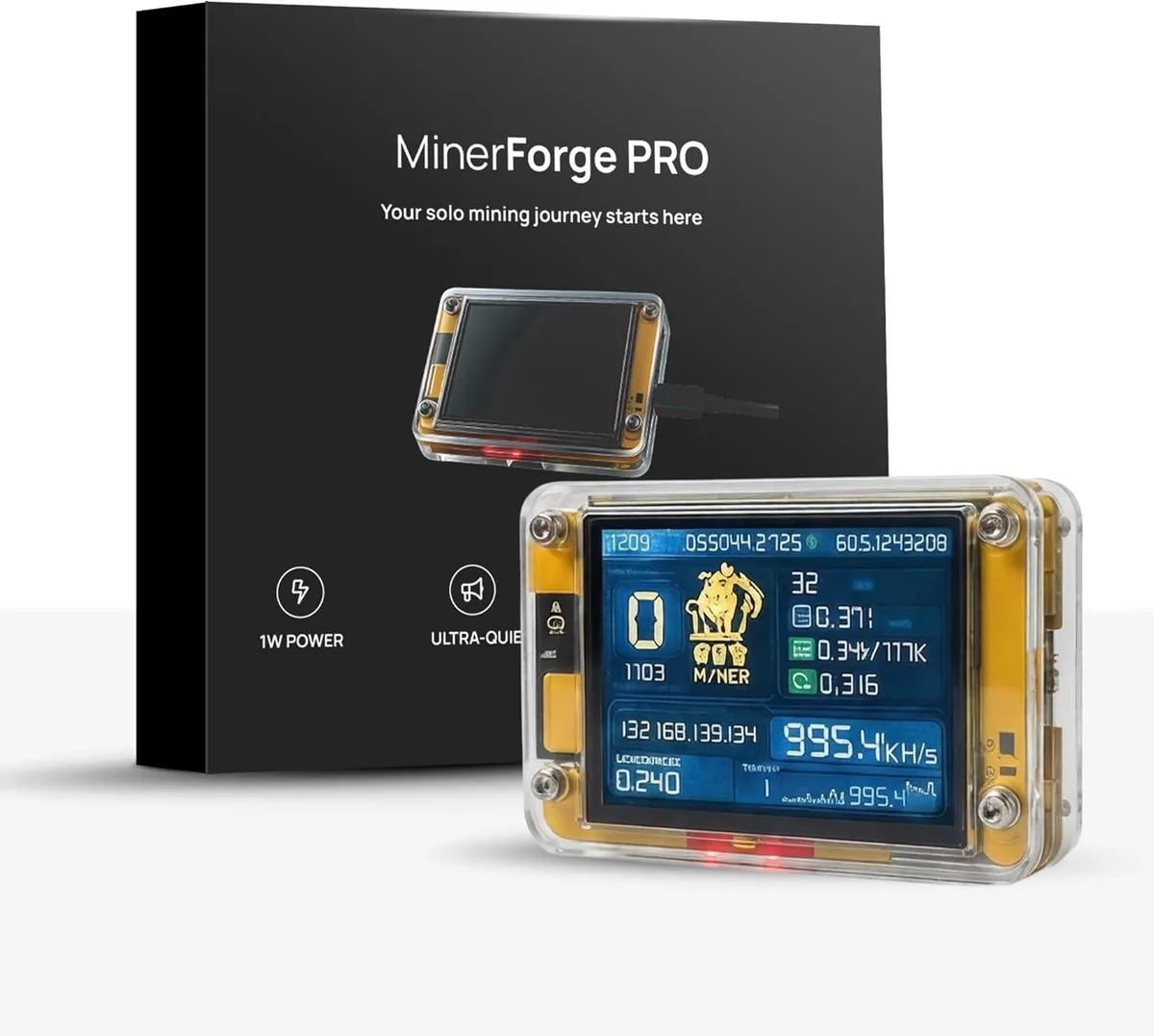 MCDODO MCDODO Miner Forge PRO 2.0 Solo Bitcoin Miner 2.8" LCD ESP32 240 MHz Wi-Fi 144 Daily Attempts — product photo