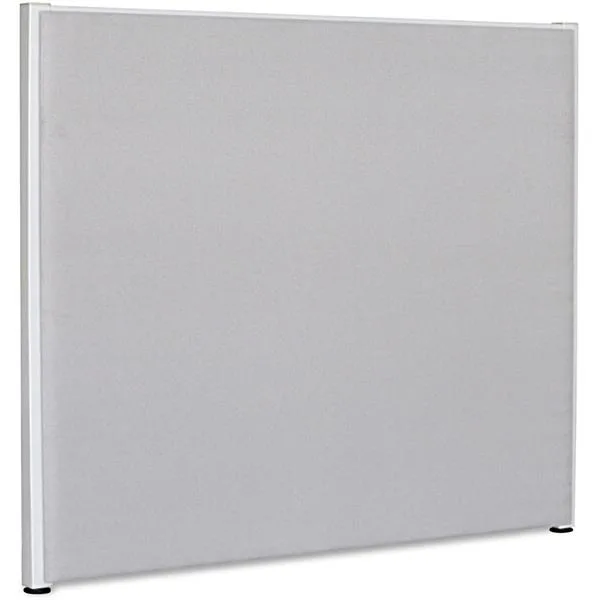 Gray fabric panel with powder-coated steel frame and adjustable glides