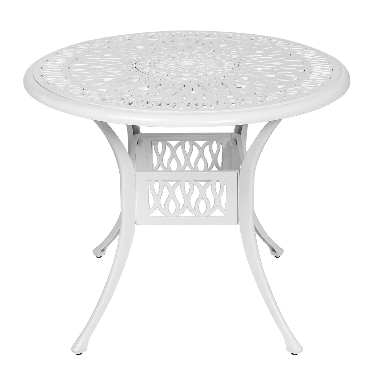 MEETWARM MEETWARM 35.4" Round Patio Table White 2" Umbrella Hole — product photo