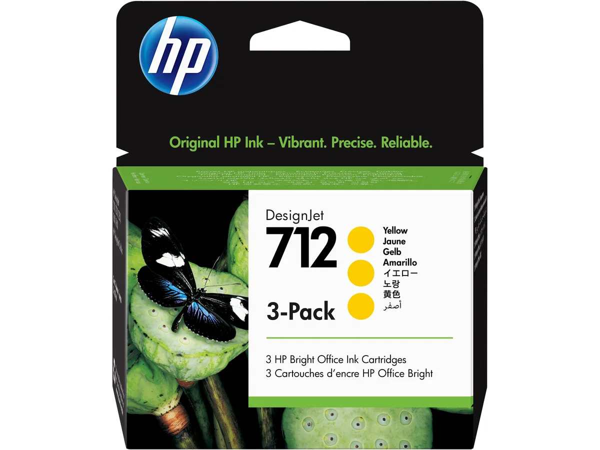 HP HP 712 3ED79A Yellow Ink Cartridge 3-Pack scanner supply — product photo