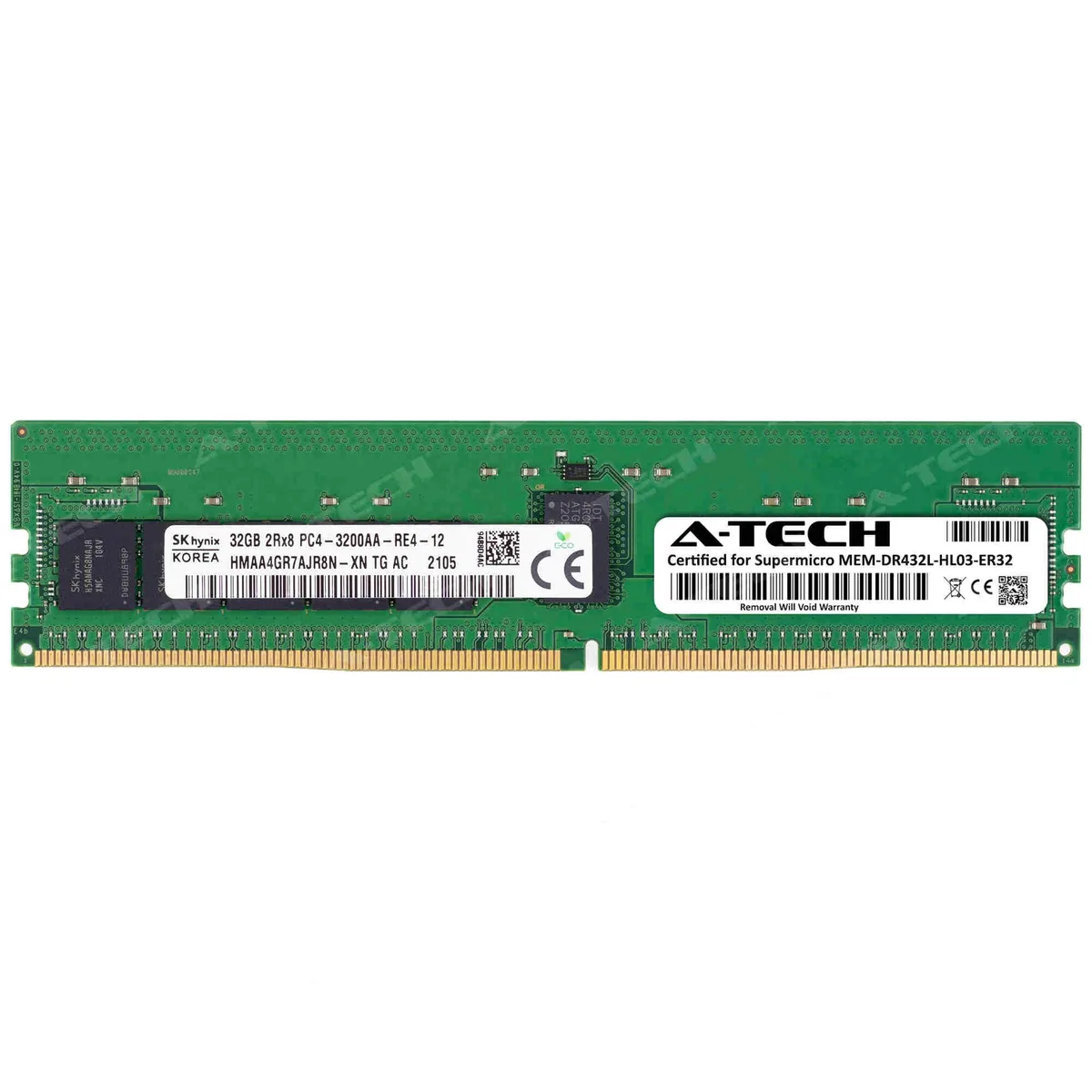 A-Tech A-Tech 32GB DDR4 3200MHz CL22 2Rx8 ECC Registered RDIMM 288-Pin Server Memory — product photo