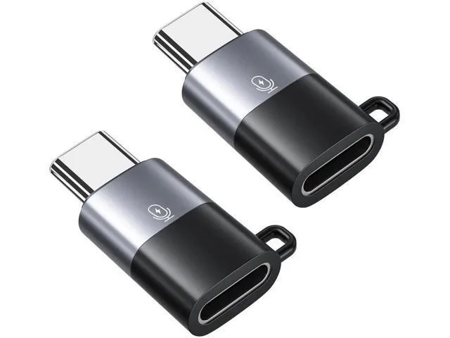 Two USB-C adapters in black and grey for lavalier microphones