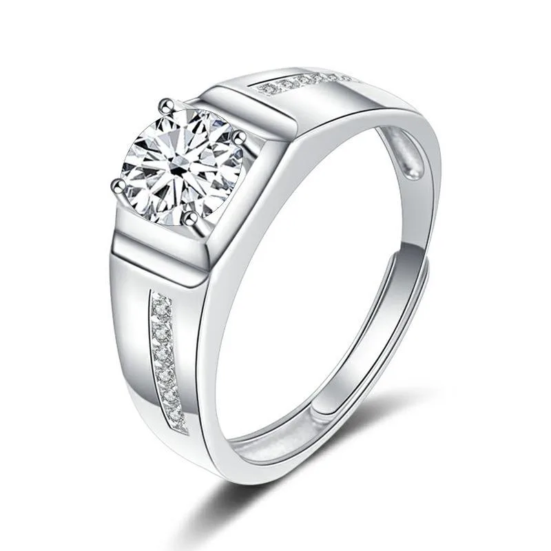 WAHZAUS WAHZAUS 1 Carat D Color VVS1 Moissanite Men's Ring S925 Sterling Silver 10k Rose Gold Size 7 — product photo