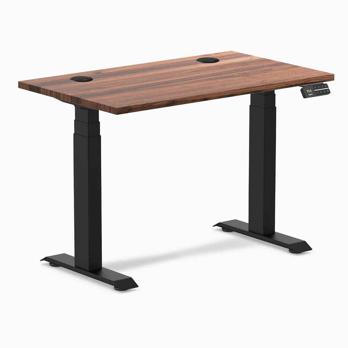 Desky Desky Dual Mini Hardwood Sit Stand Desk Walnut Matte Black 32 x 20 in — product photo