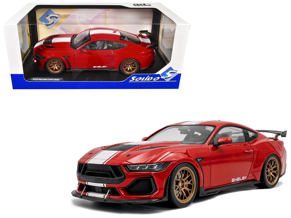 Solido Solido 2024 Ford Shelby Mustang Super Snake Race Red White Stripes 1/18 Diecast Car — product photo