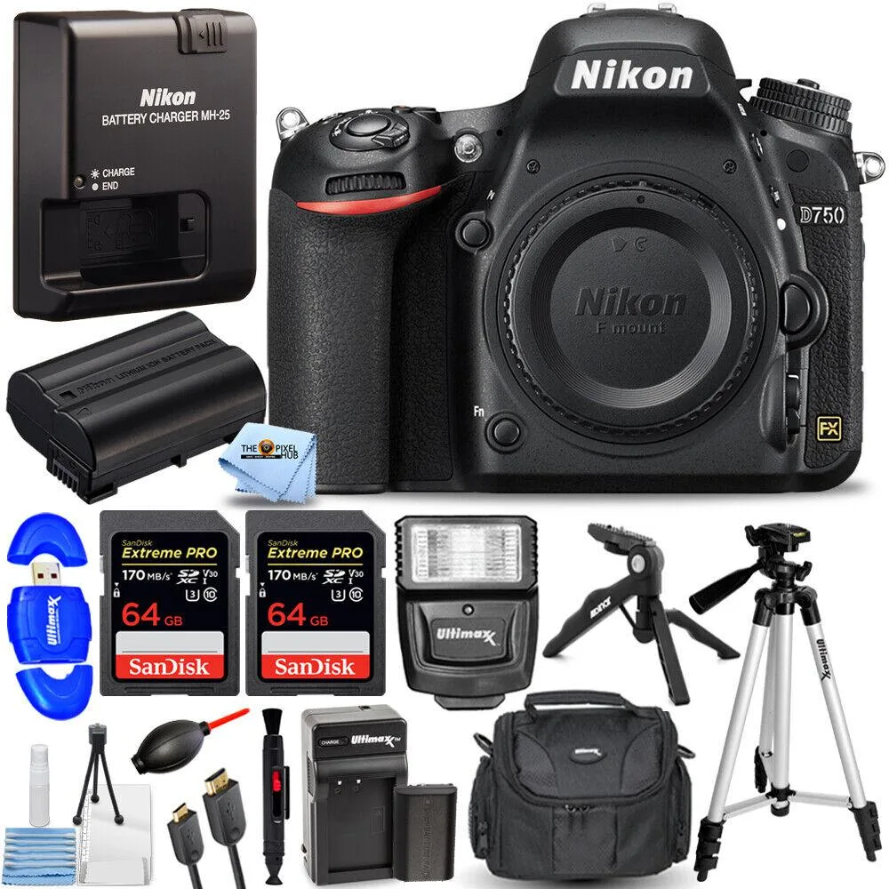 Nikon Global Nikon Global D750 24.3MP DSLR Camera Body Only Black 1543 128GB Kit — product photo