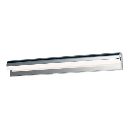 Polished chrome vanity light with frosted acrylic diffuser, 35.75 inches wide