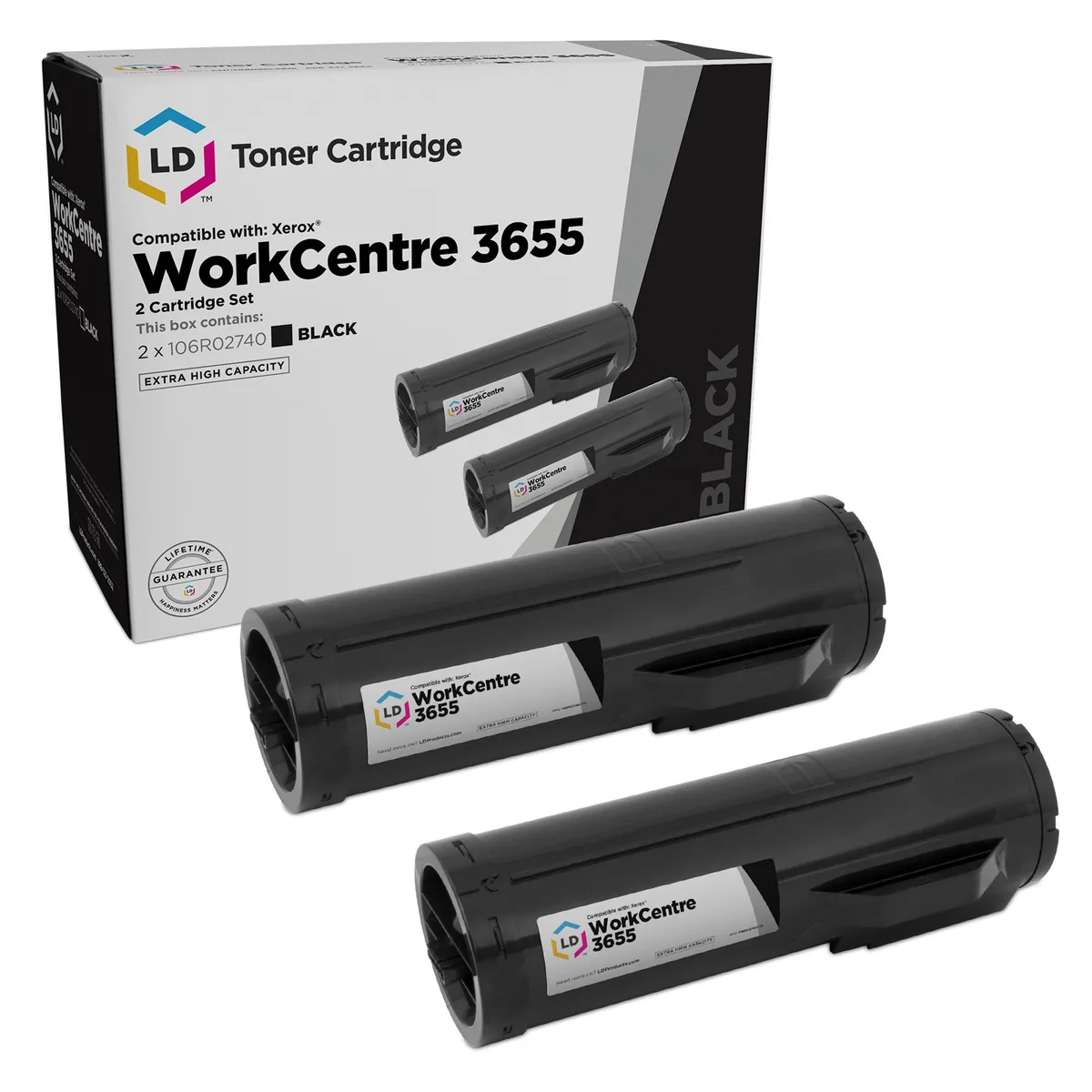 LD Products LD Products 106R02740 Black Toner Cartridge 2-Pack for Xerox WorkCentre 3655 — product photo