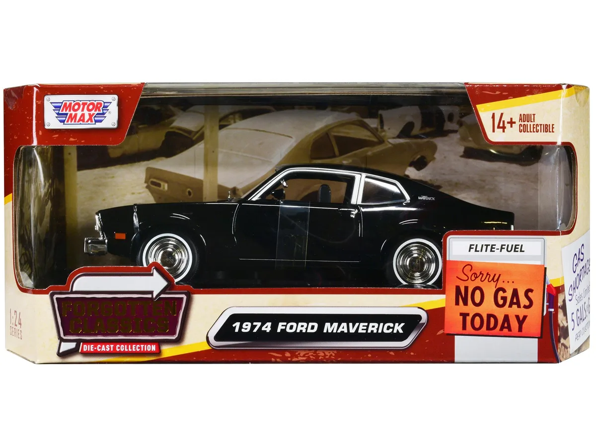 MOTORMAX MOTORMAX 1974 Ford Maverick Black "Forgotten Classics" 1/24 Diecast Hobby Collectible — product photo