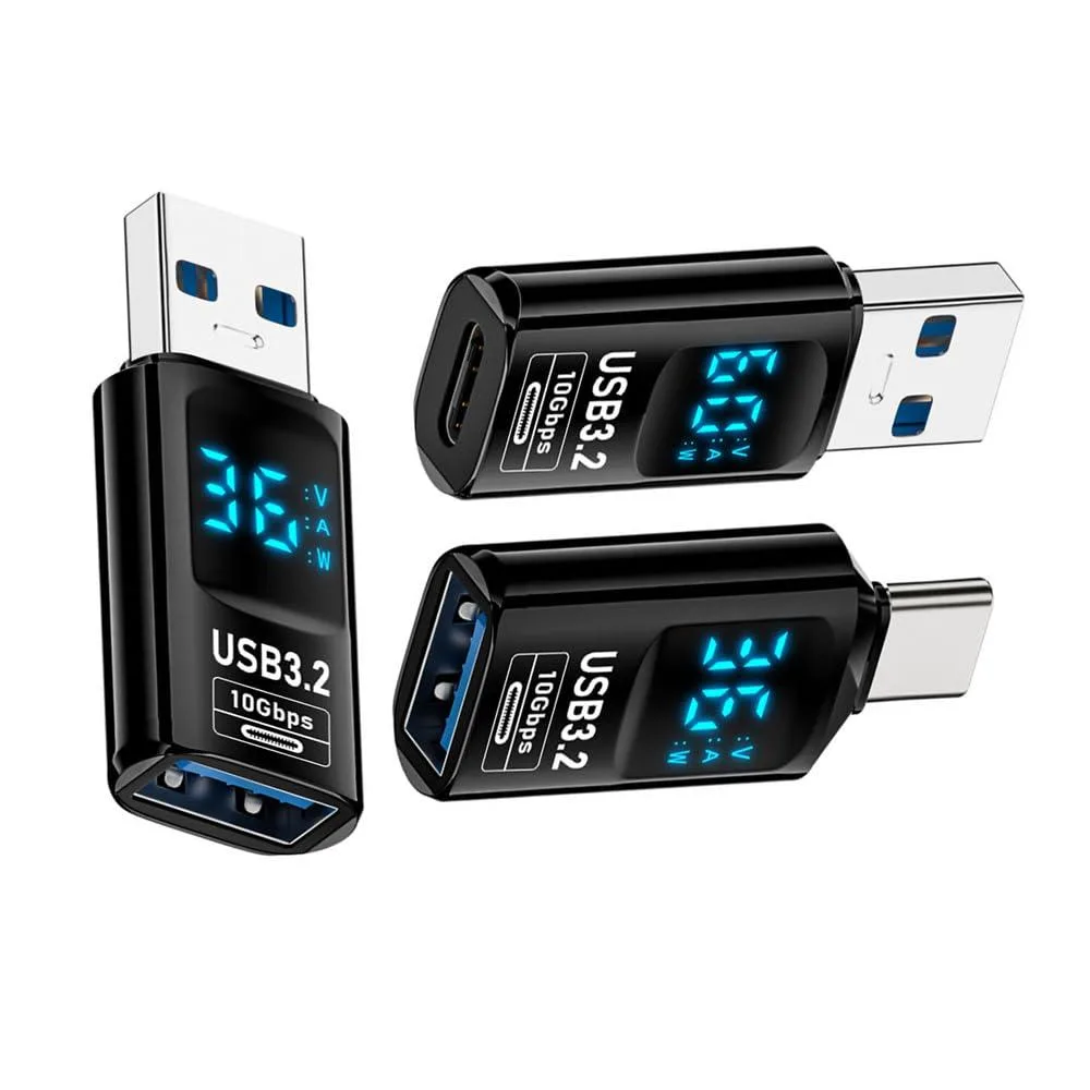 LORDWORLD LORDWORLD 3pcs USB-C Adapter Set 10Gbps 36W PD LED Display — product photo