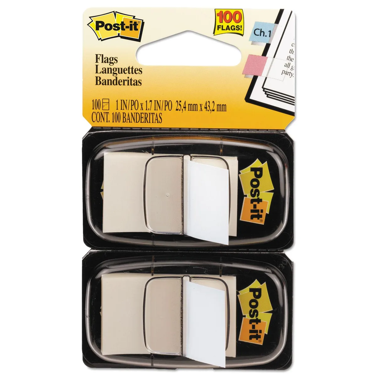 Post-it Flags Post-it Flags 680WE2 White Page Flags 100 Count Pop-Up Dispenser 1 x 1.75 in — product photo