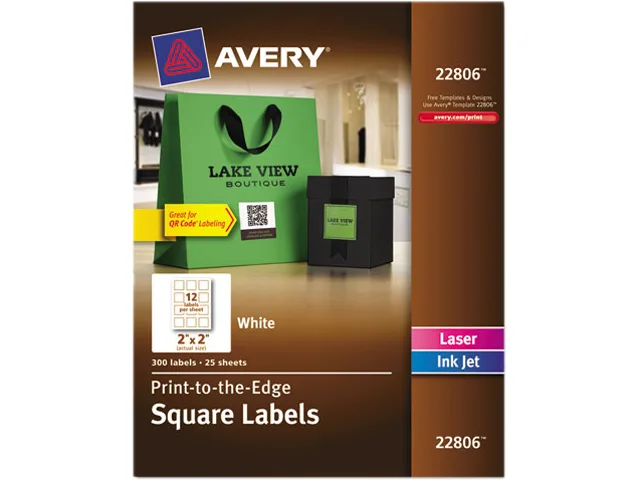 Avery Avery 22806 Square Labels 2" x 2" White 300 Count — product photo