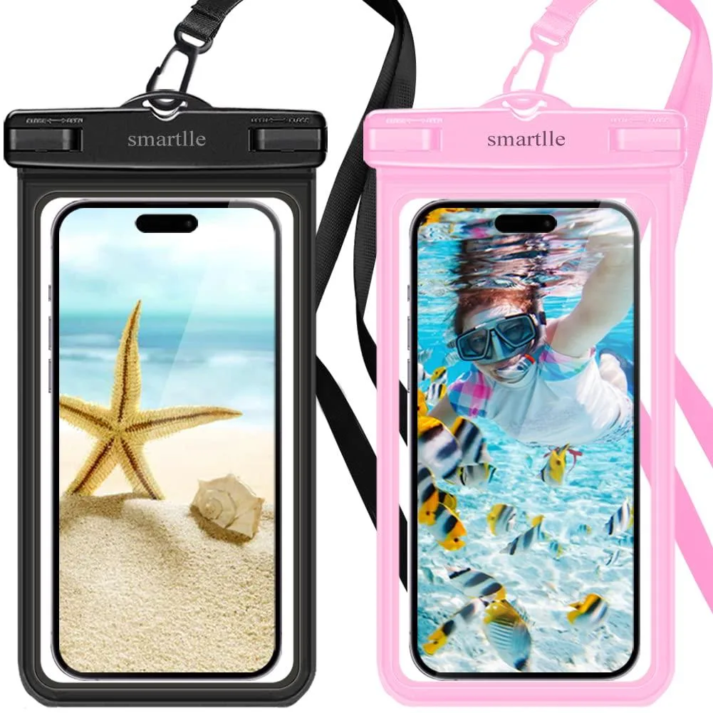 No Sew No Sew SWPPC23FRM2BLKPK Waterproof Phone Pouch Case 2 Pack Black Pink 8.5x4.5x0.5 in — product photo