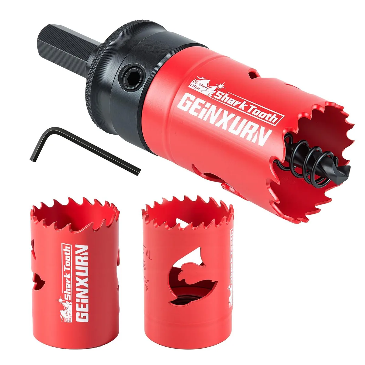 Five 35 mm bi-metal hole saws with mandrel and hex wrench