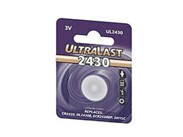 Ultralast Ultralast UL2430 2430 Lithium Coin Cell 3V 280mAh standard battery — product photo