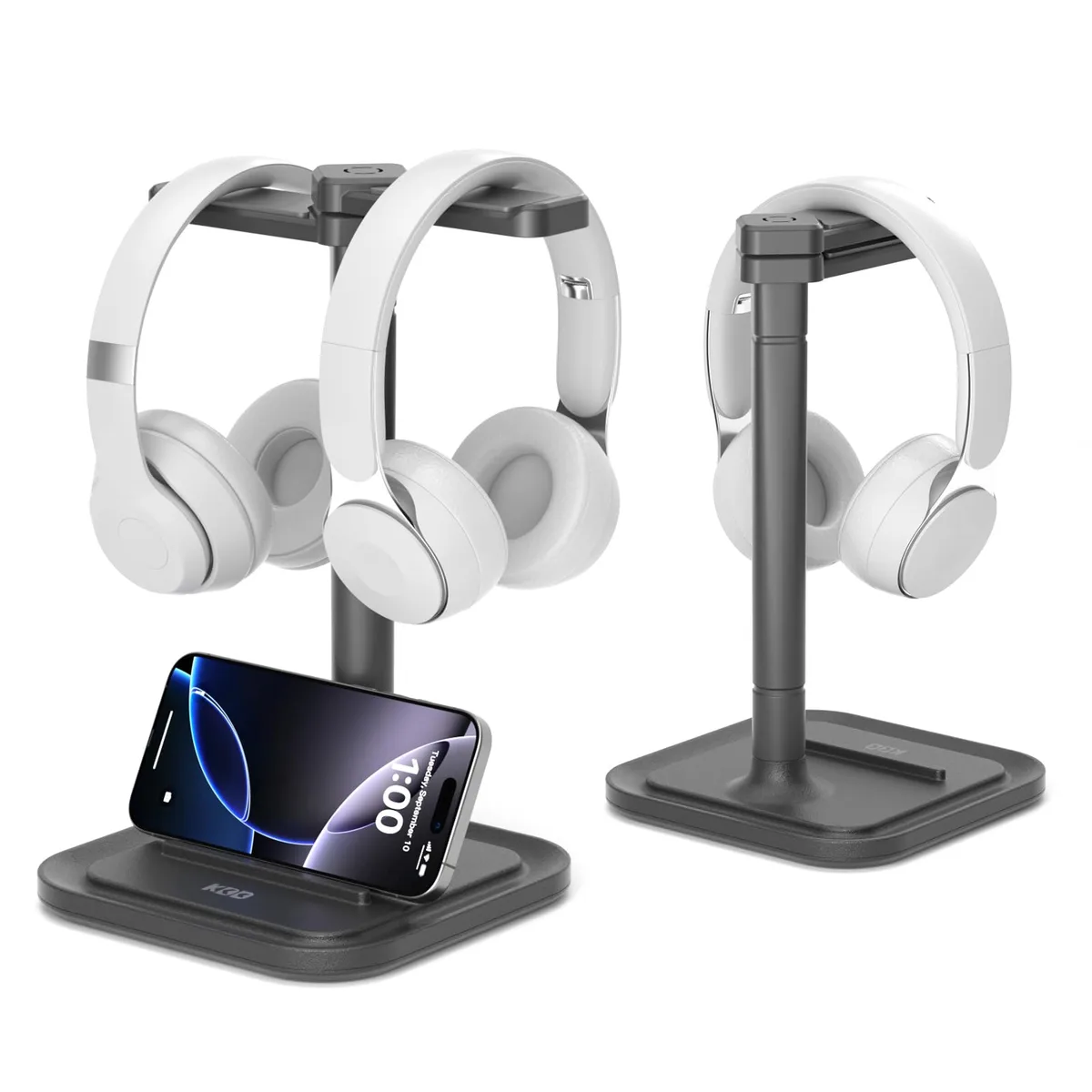 KDD Dual Headphone Stand 360° Rotation Black ABS .45 kg — product photo