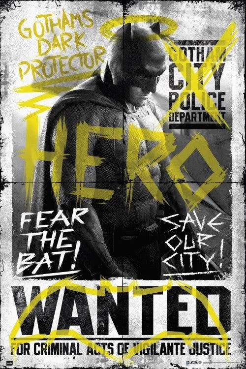 Batman V Superman hero poster 24 by 36 inches