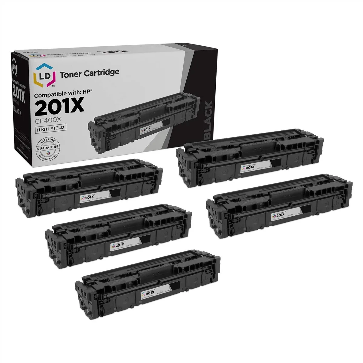 LD Products LD Products Compatible Toner Cartridge HP 201X CF400X High Yield Black 5-Pack — product photo