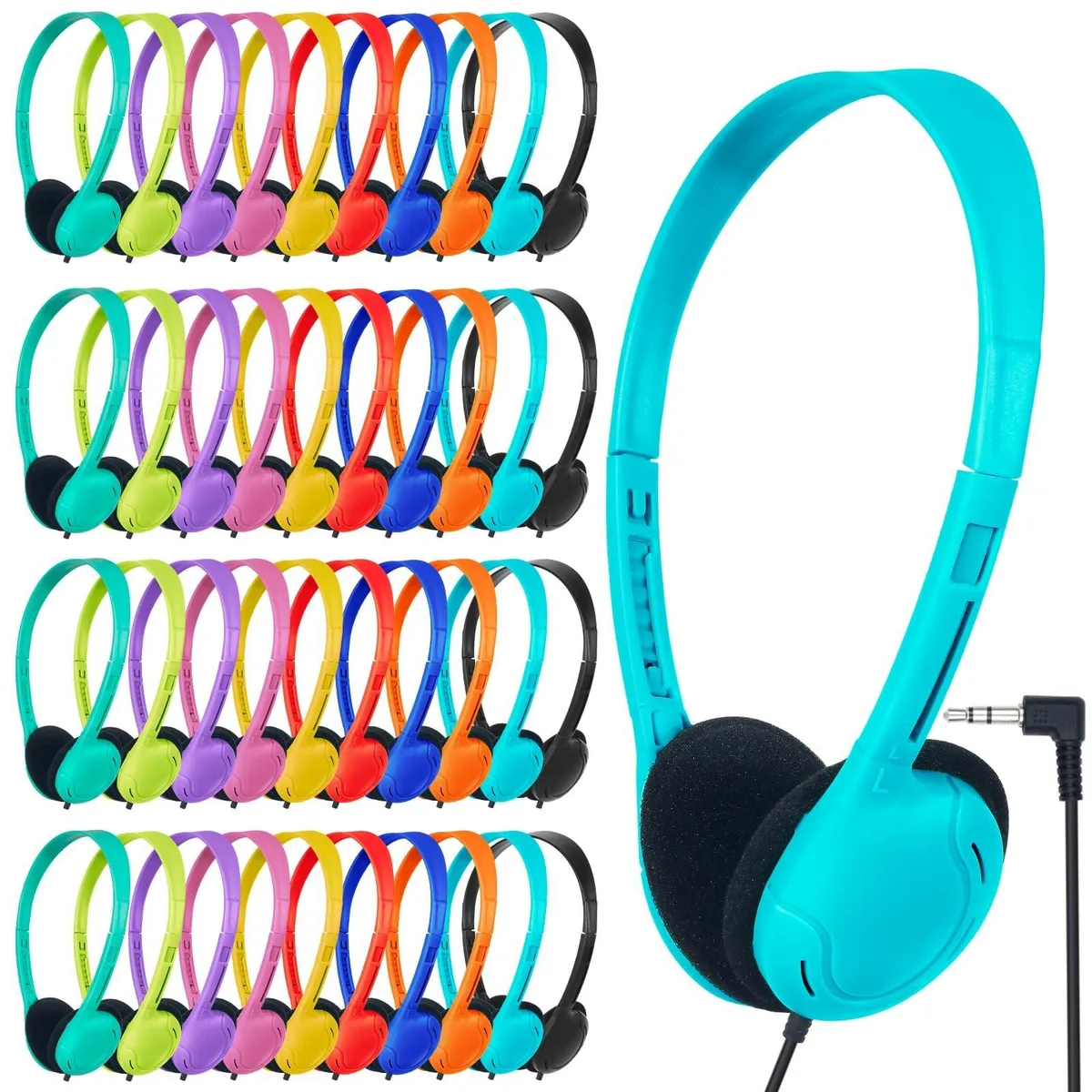 Batianda Batianda Classroom Headphones 50 Pack 10 Multi Color 3.5mm Jack — product photo