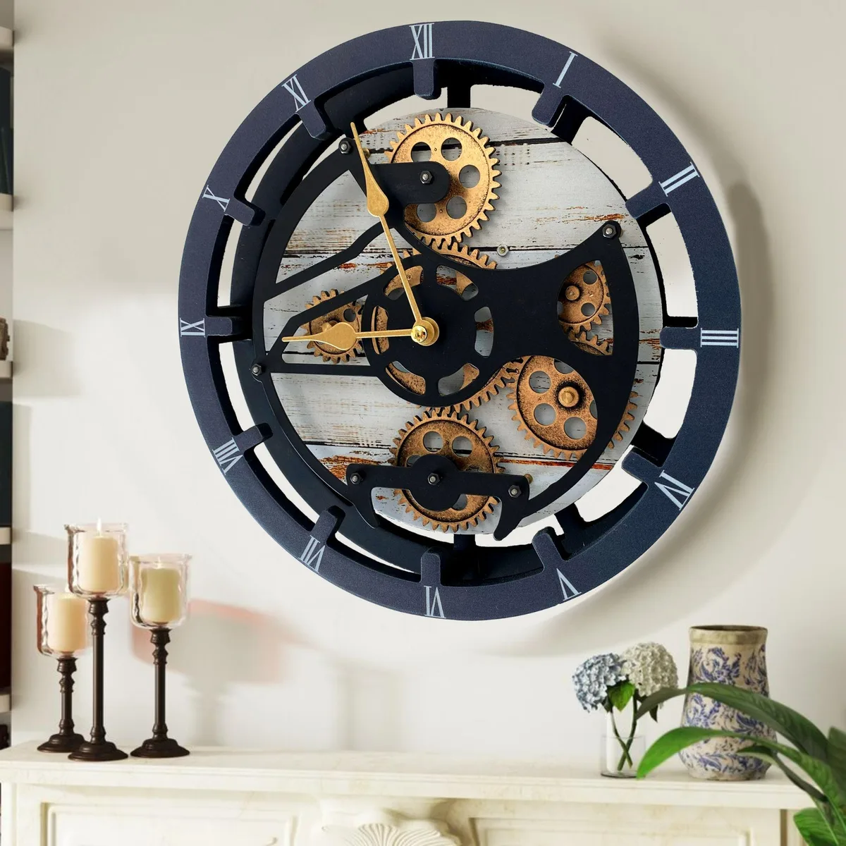 The Gears Clock The Gears Clock CANADA LINE 16 inch Convertible Wall Mantel Clock Desert Beige — product photo