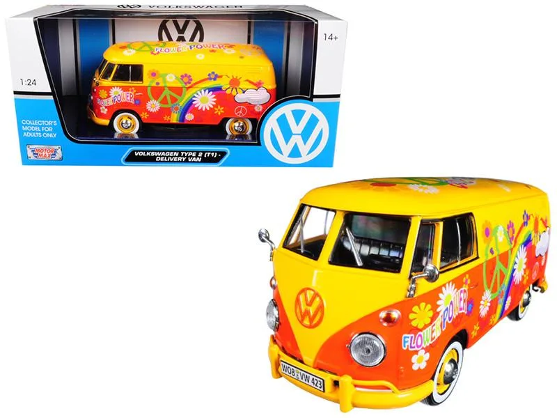 MOTORMAX MOTORMAX Volkswagen Type 2 (T1) Delivery Van Flower Power 1/24 Diecast Hobby Collectible — product photo